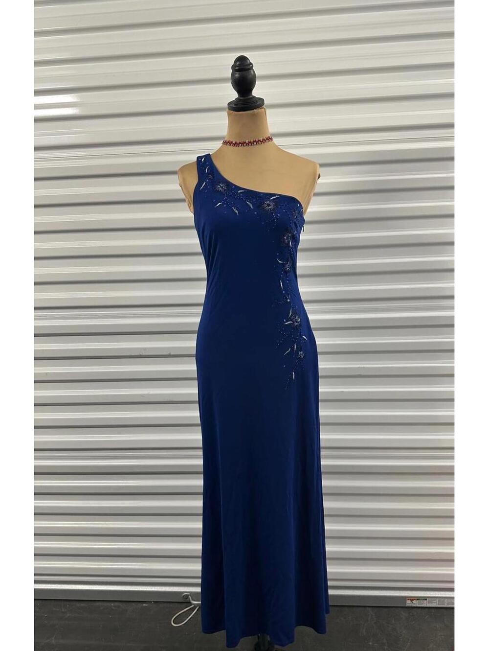 Vintage One Shoulder Beaded Evening Dress